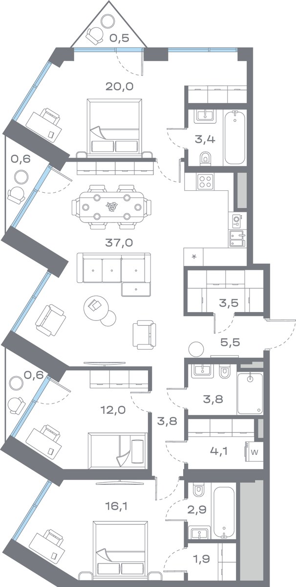 Планировка 115.74 м²