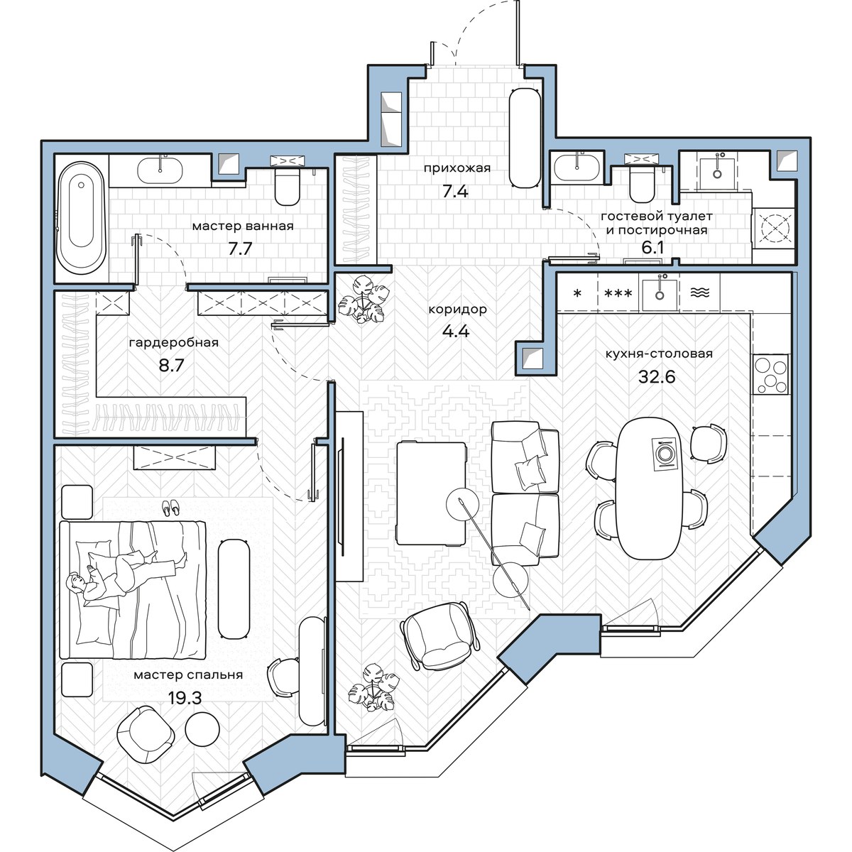 Планировка 86.2 м²