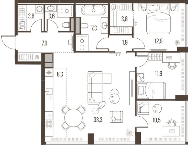 Планировка 104.1 м²