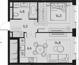 Планировка 45.8 м²