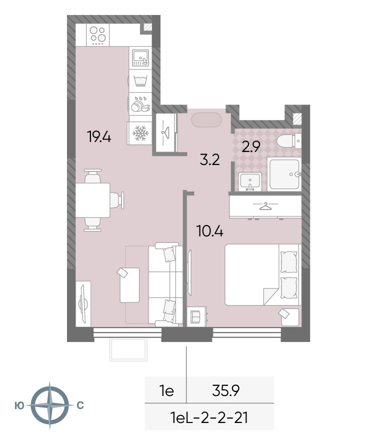 Планировка 35.9 м²