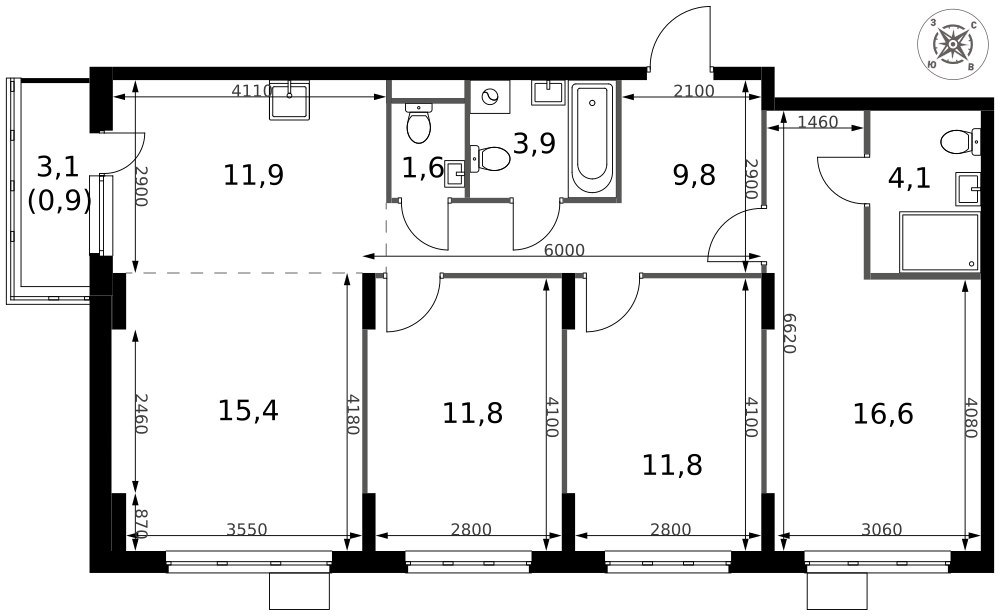 Планировка 87.8 м²