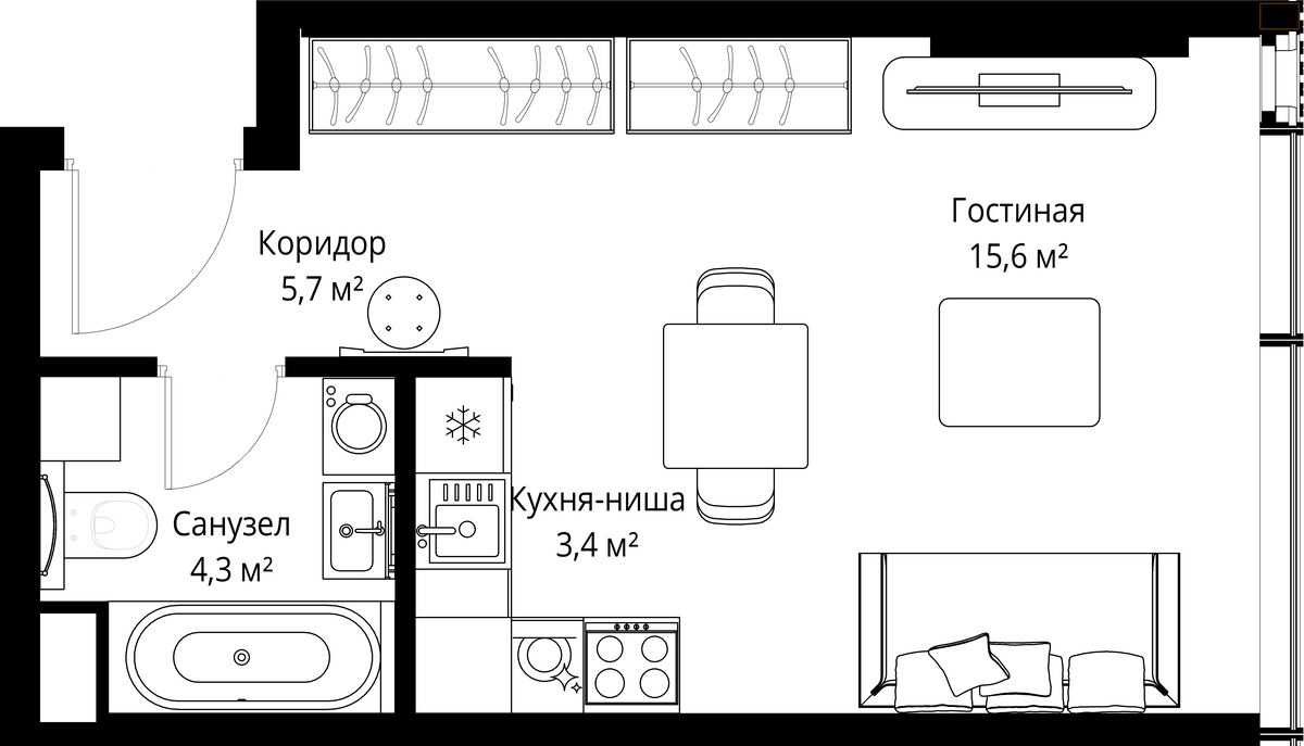 Планировка 29.0 м²