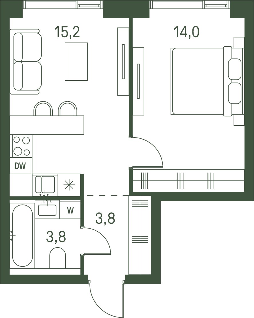 Планировка 36.8 м²