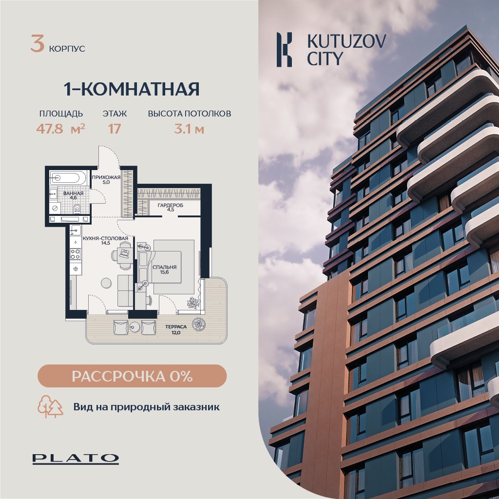 Планировка 47.8 м²