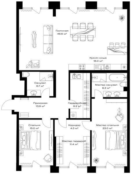 Планировка 154.4 м²