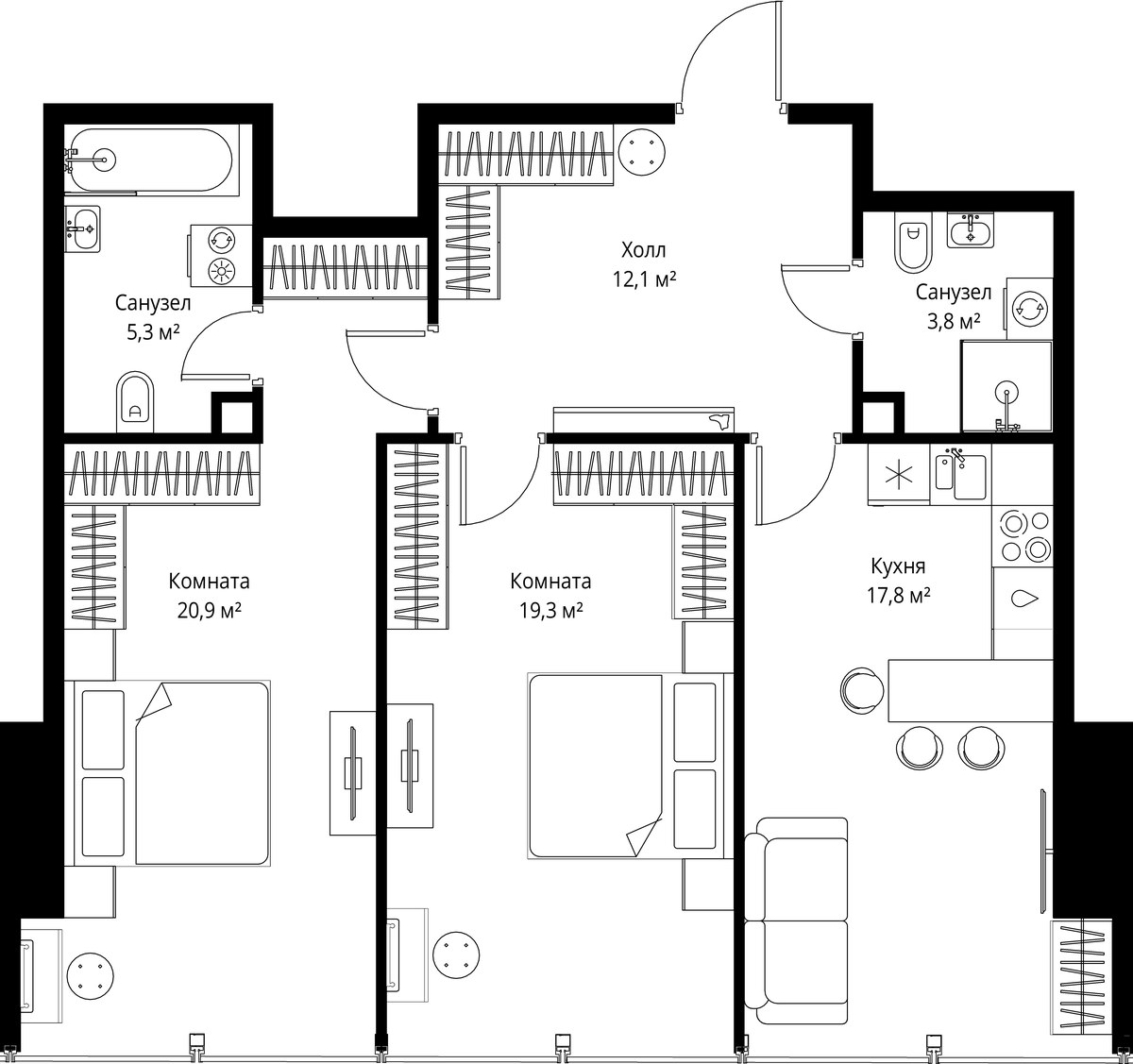 Планировка 79.2 м²