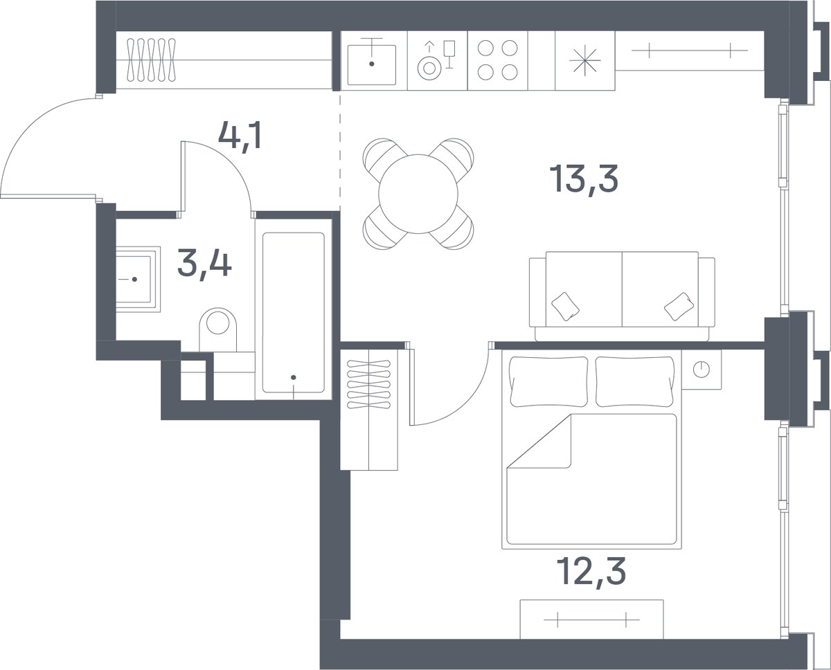 Планировка 33.1 м²
