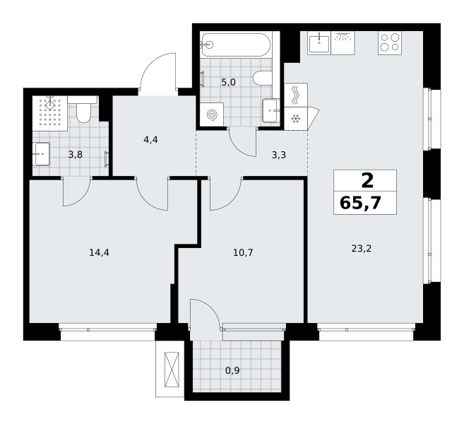 Планировка 65.7 м²