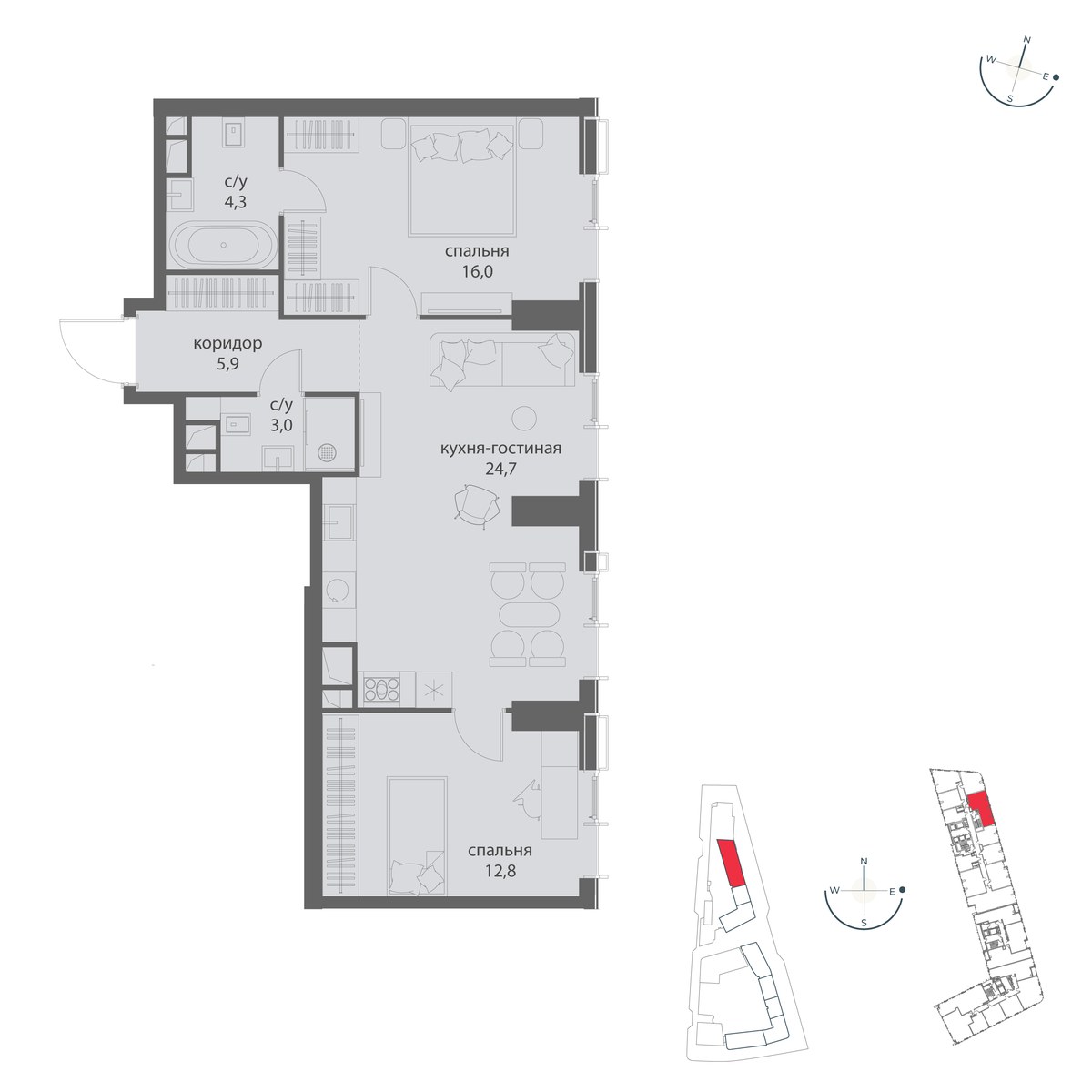 Планировка 66.7 м²