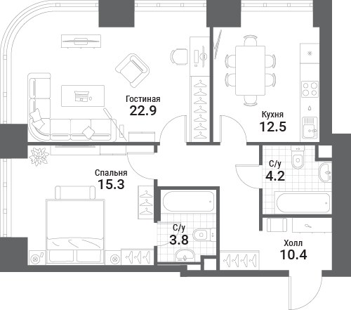 Планировка 69.1 м²