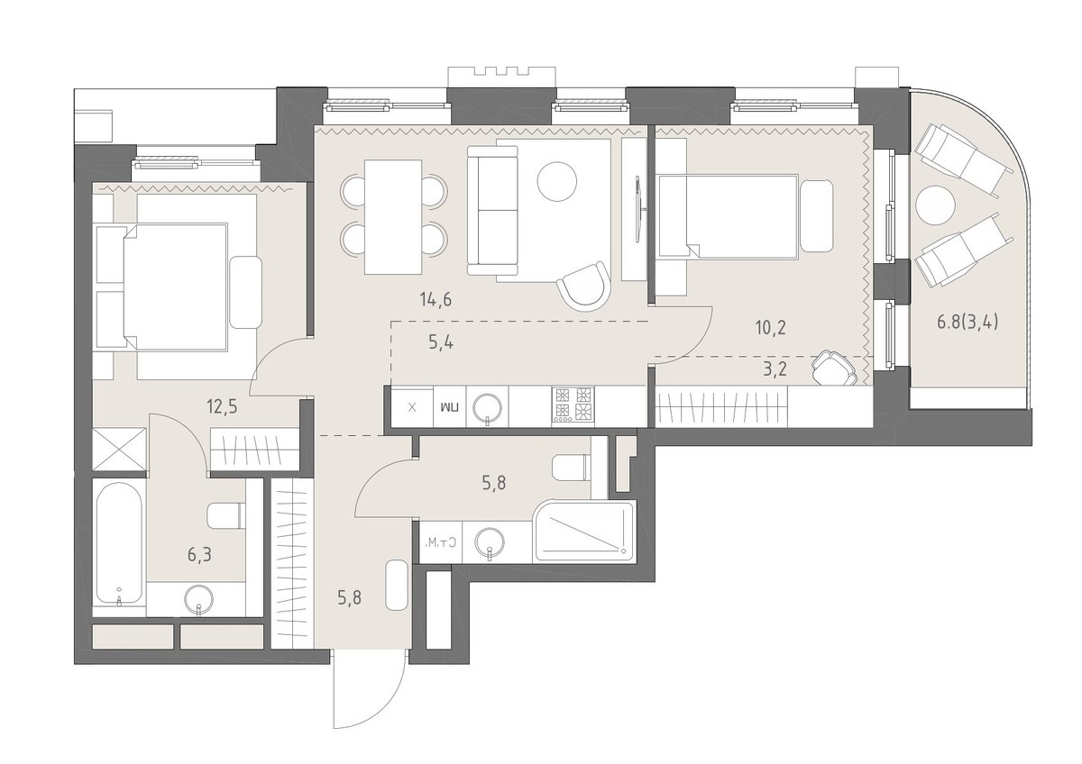 Планировка 67.2 м²