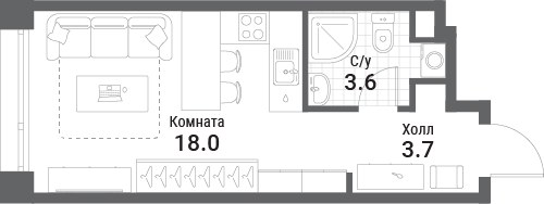 Планировка 25.3 м²