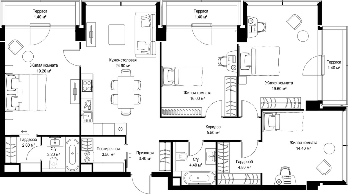 Планировка 125.9 м²
