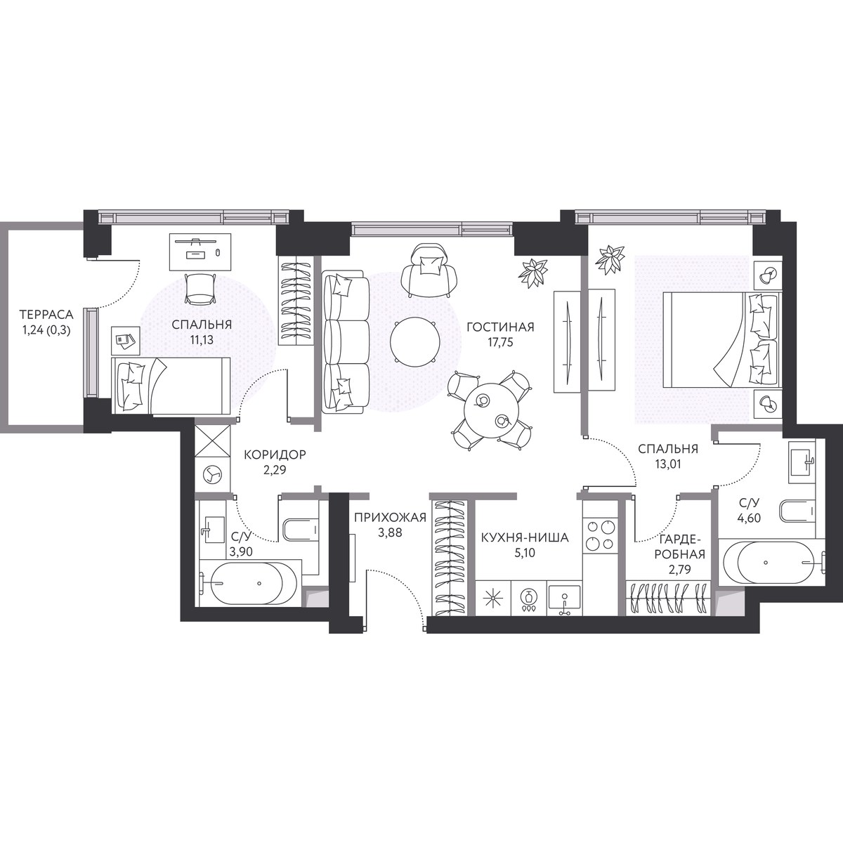 Планировка 66.1 м²