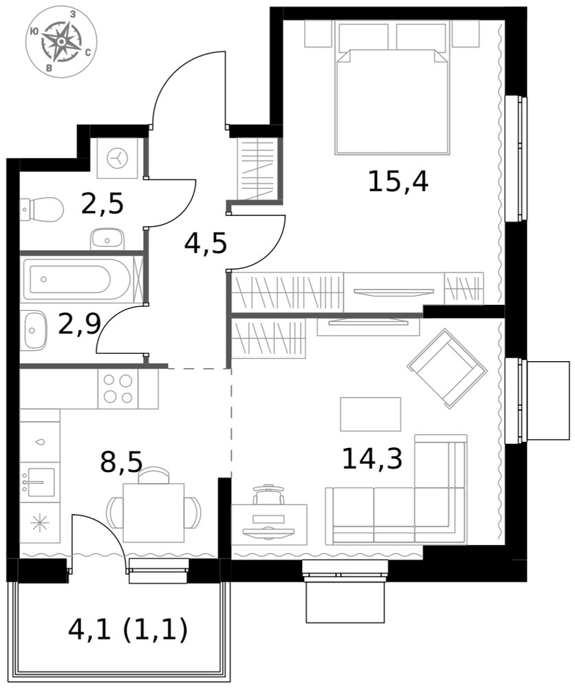 Планировка 49.2 м²