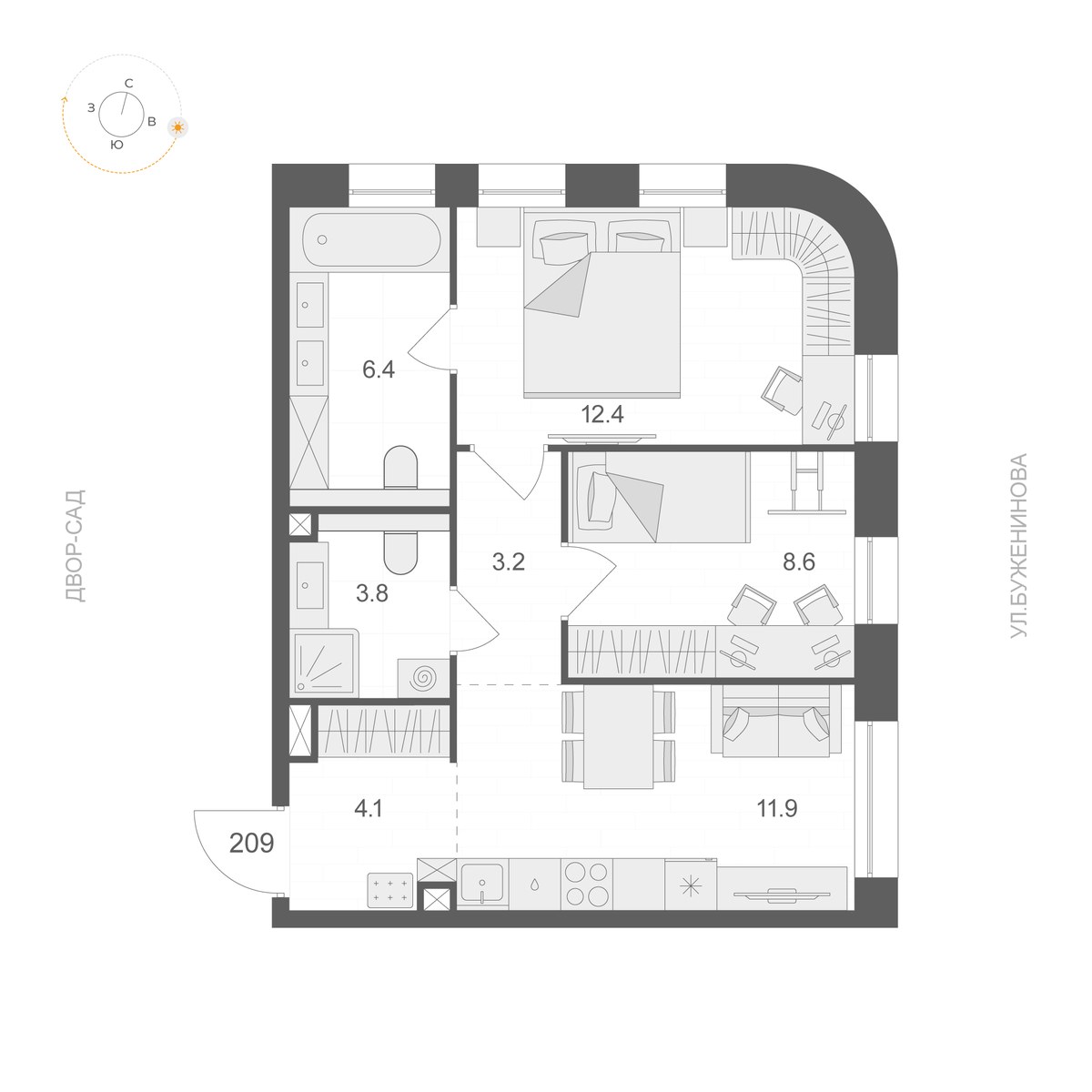 Планировка 50.4 м²
