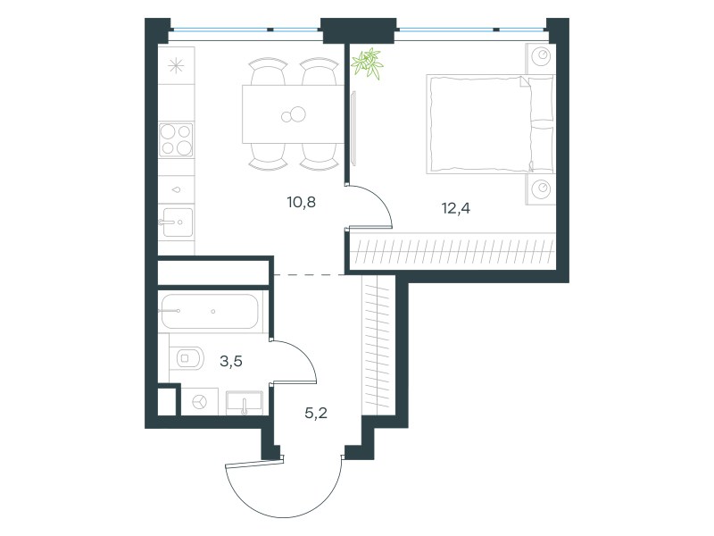 Планировка 31.9 м²