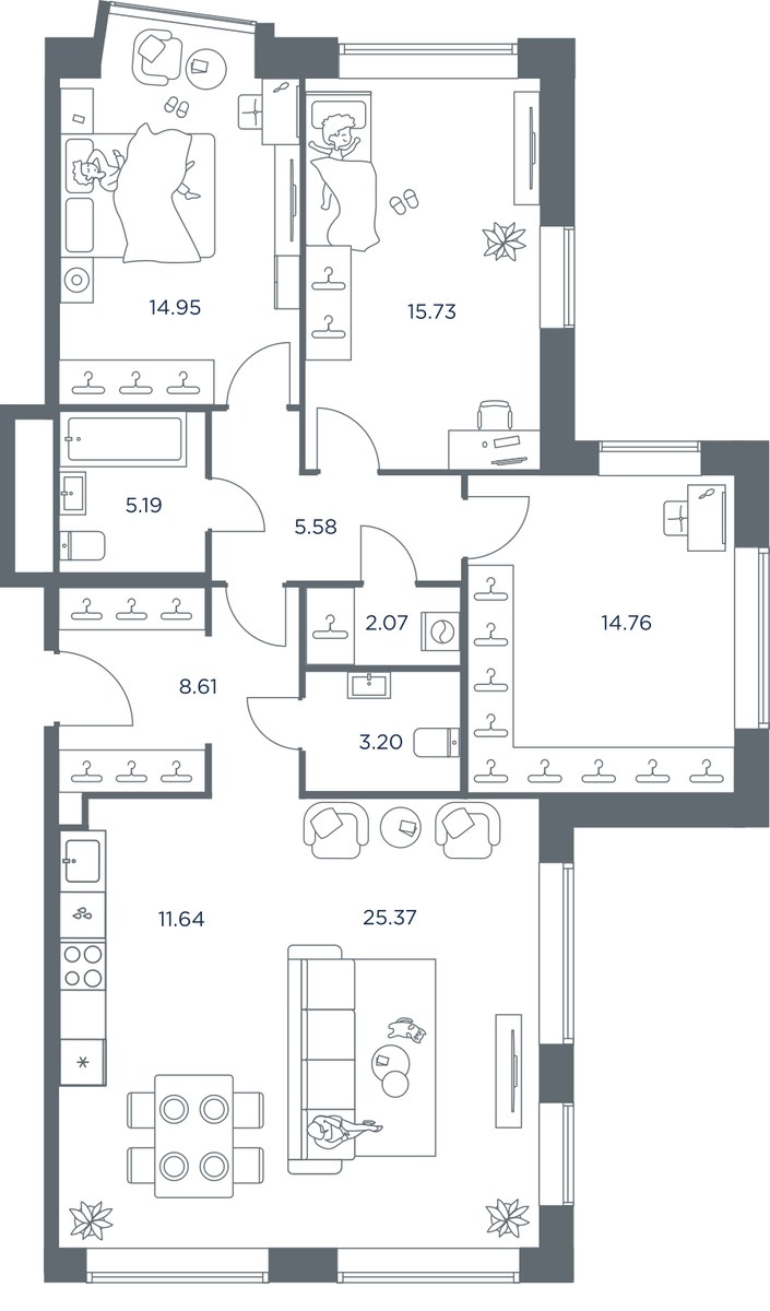 Планировка 107.0 м²