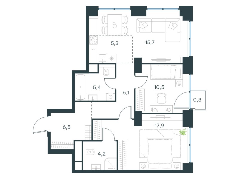Планировка 71.9 м²