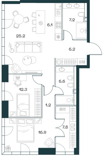 Планировка 89.9 м²