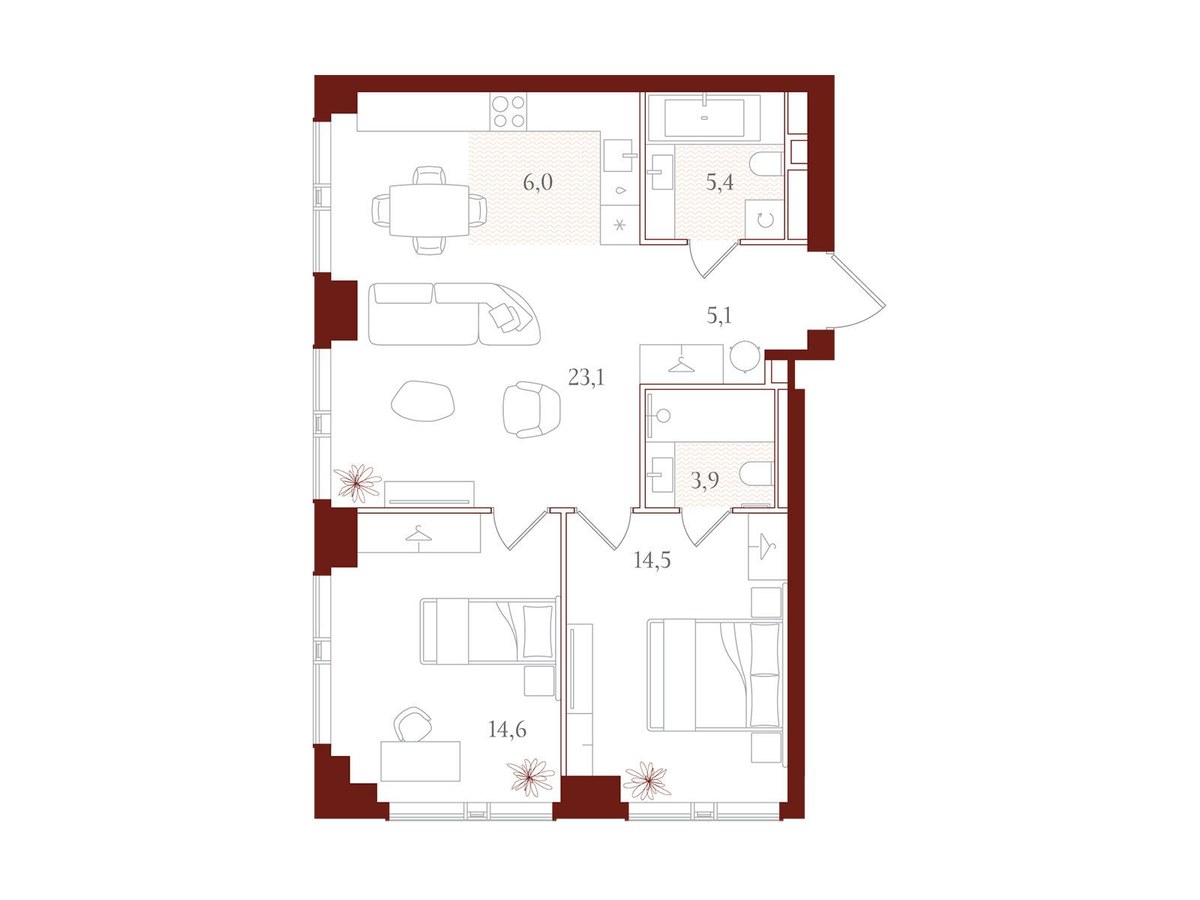 Планировка 72.6 м²