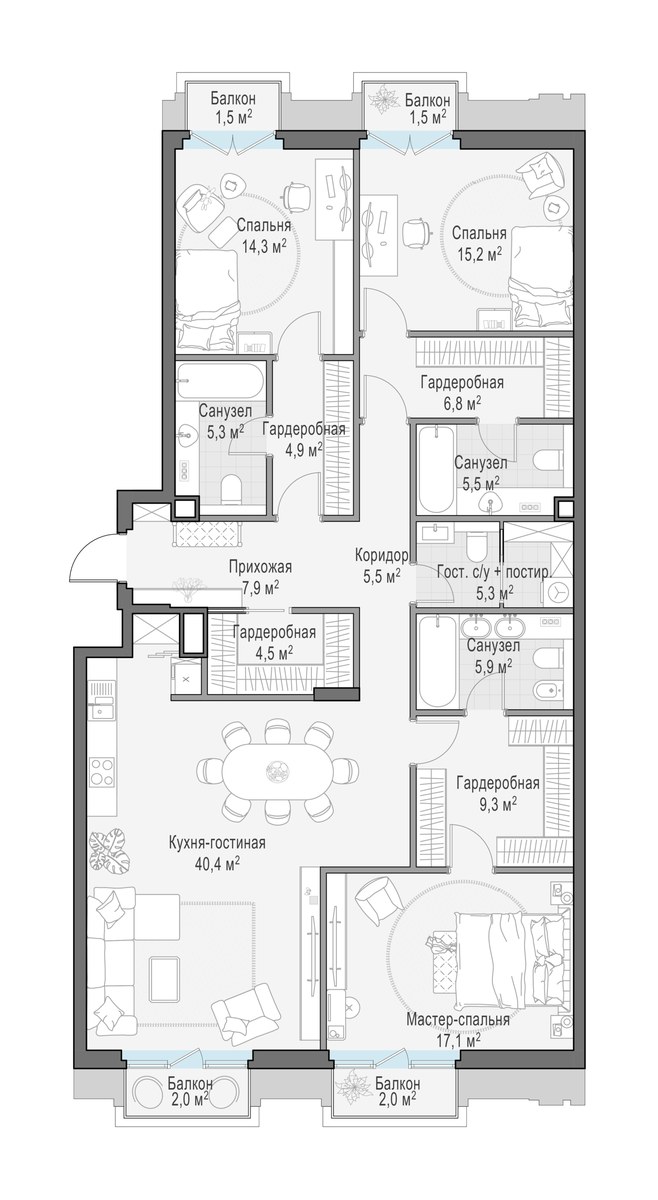 Планировка 151.9 м²