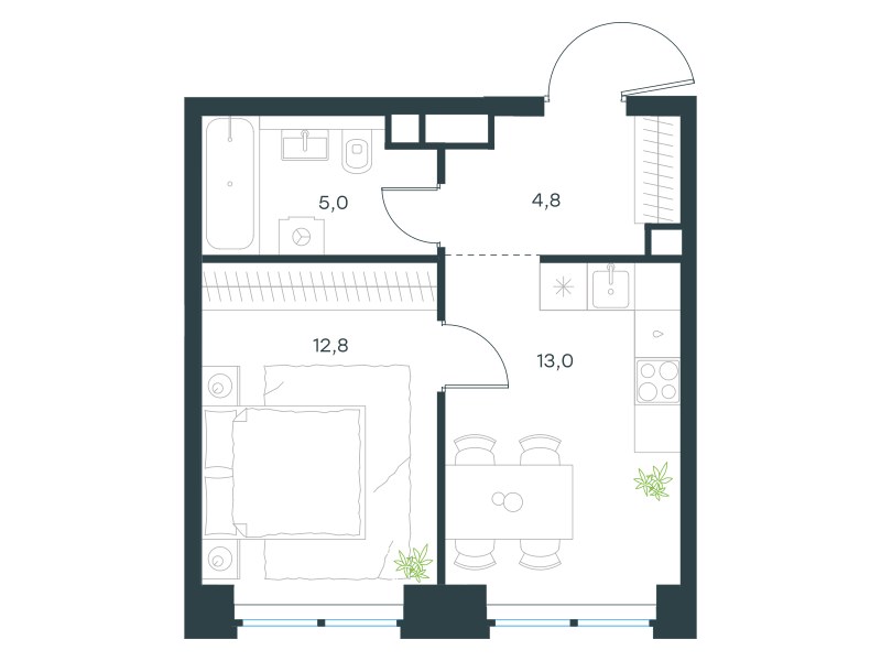 Планировка 35.6 м²