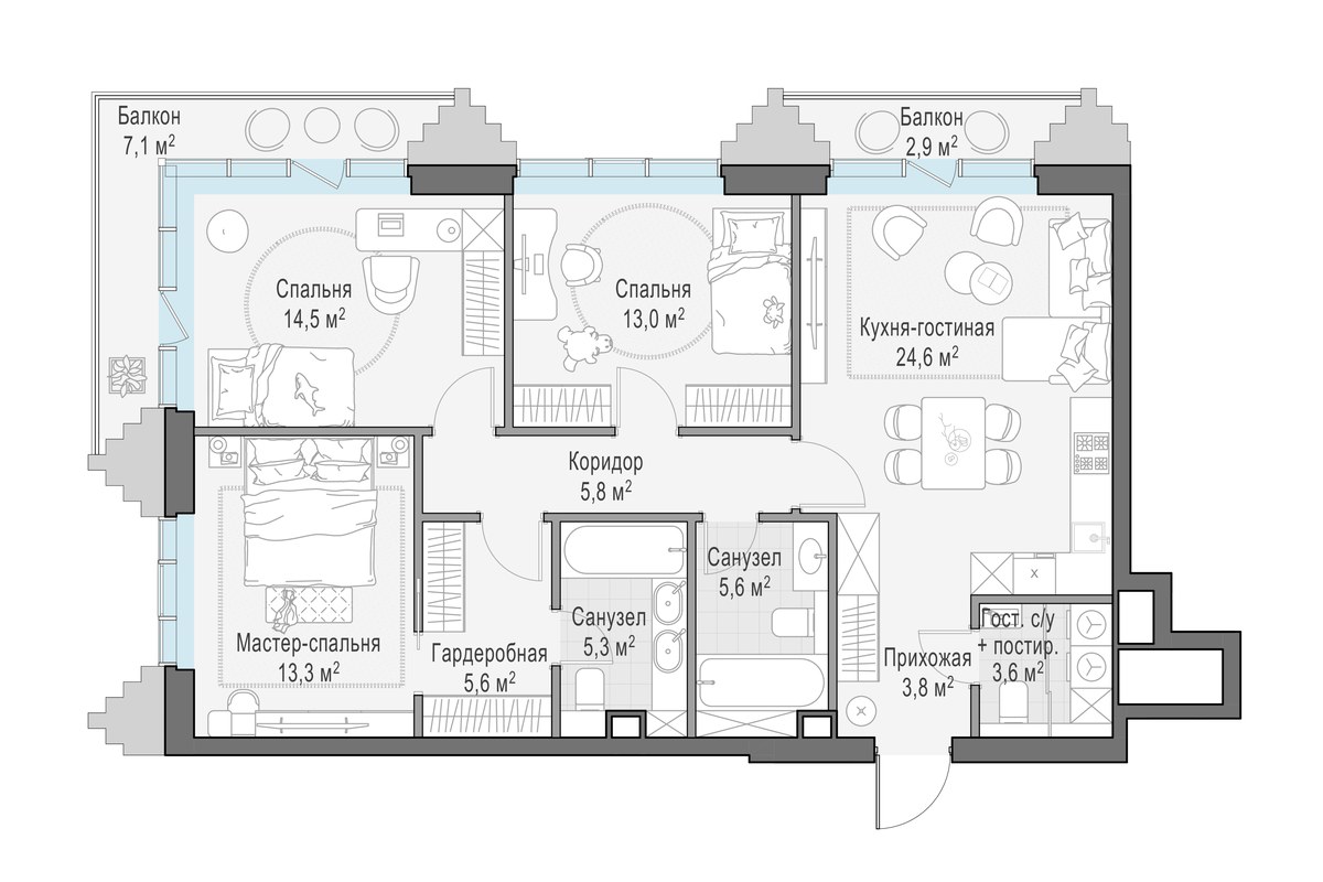 Планировка 98.1 м²