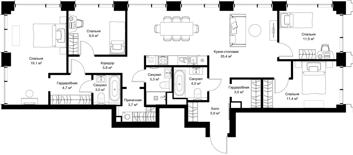 Планировка 120.7 м²