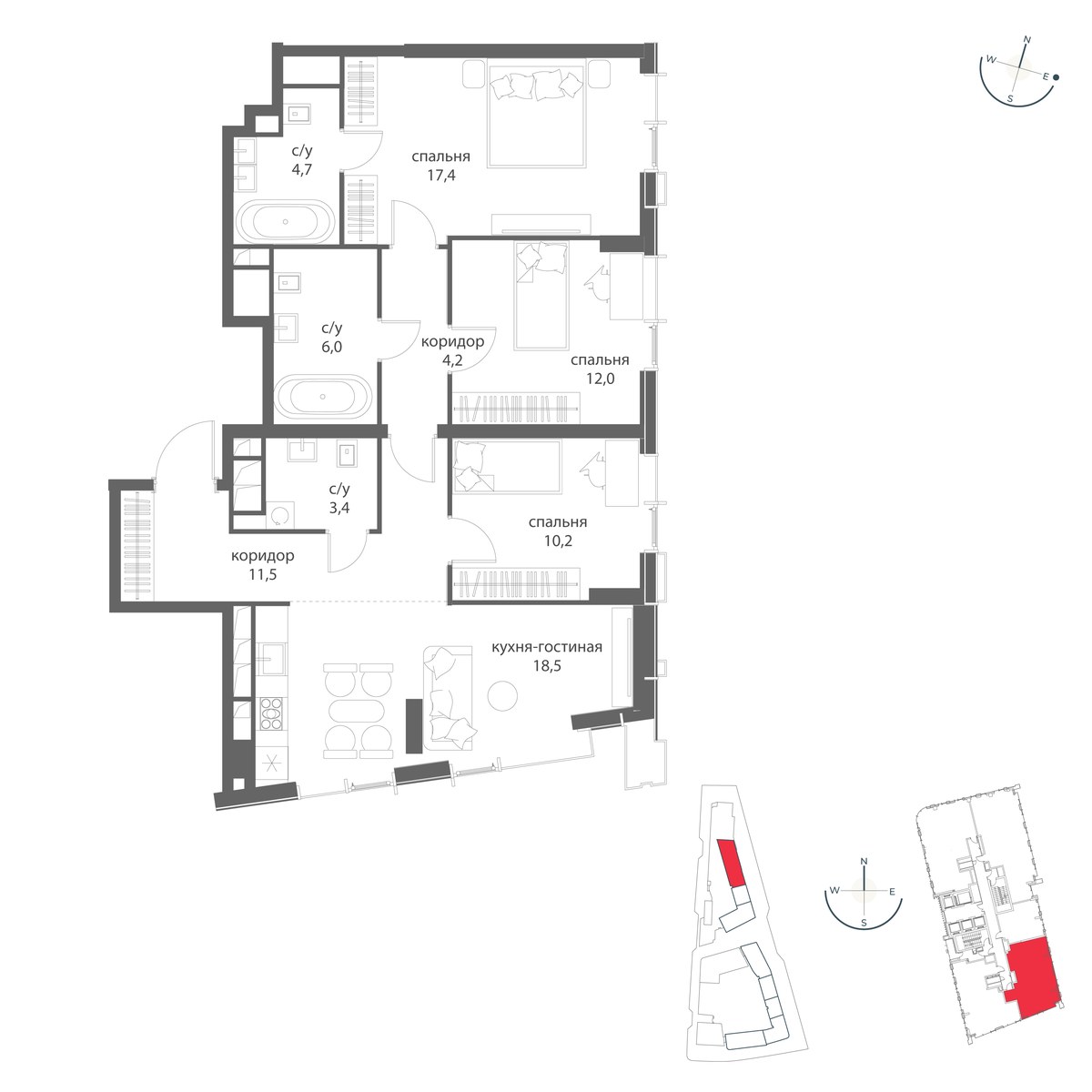 Планировка 87.9 м²