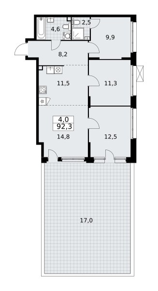 Планировка 92.0 м²