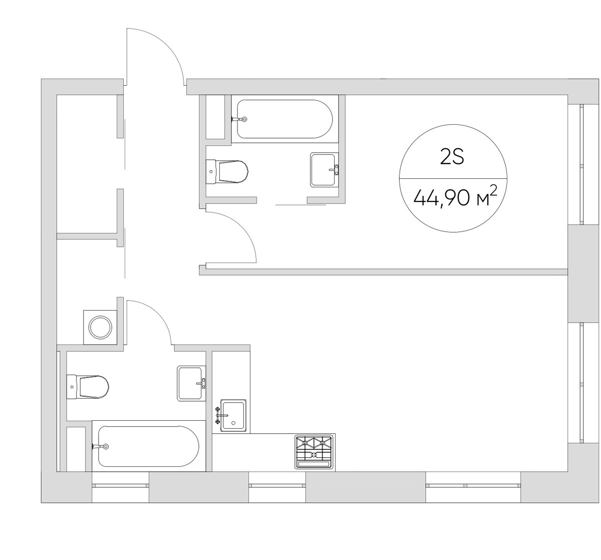 Планировка 44.9 м²