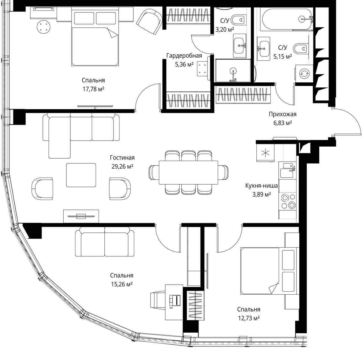 Планировка 100.7 м²