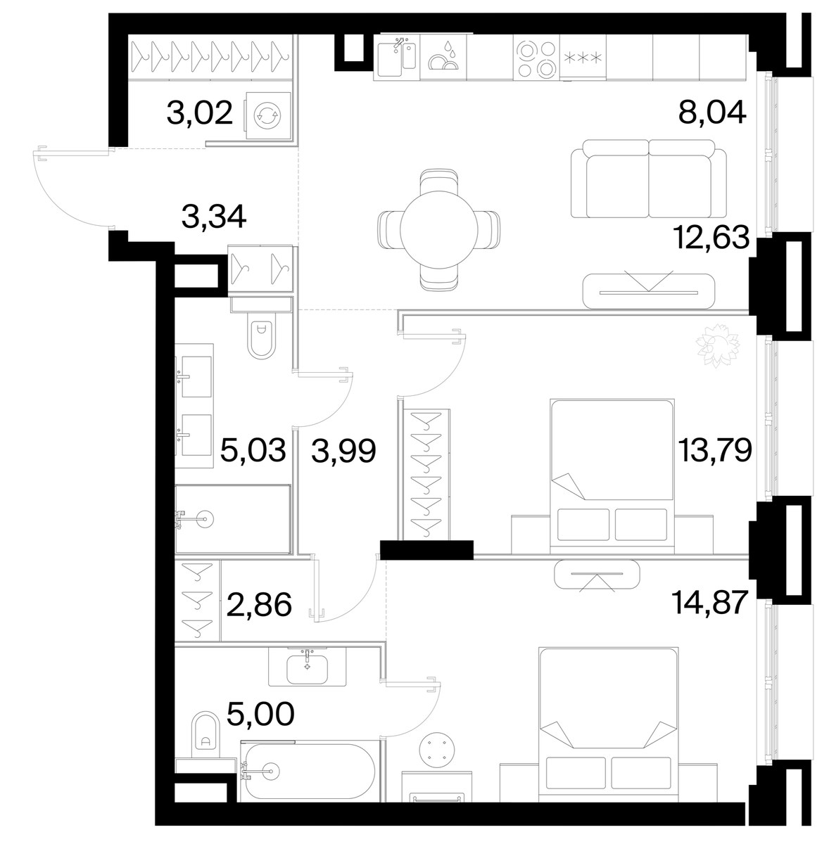Планировка 72.57 м²