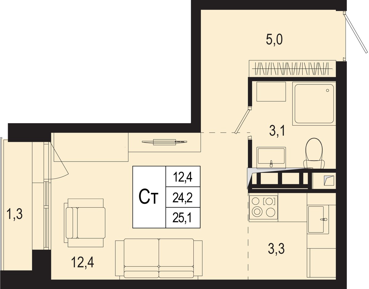 Планировка 24.2 м²