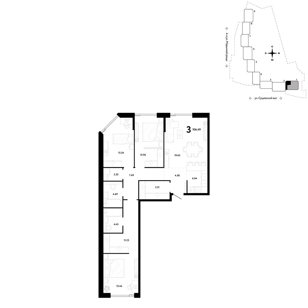 Планировка 106.49 м²