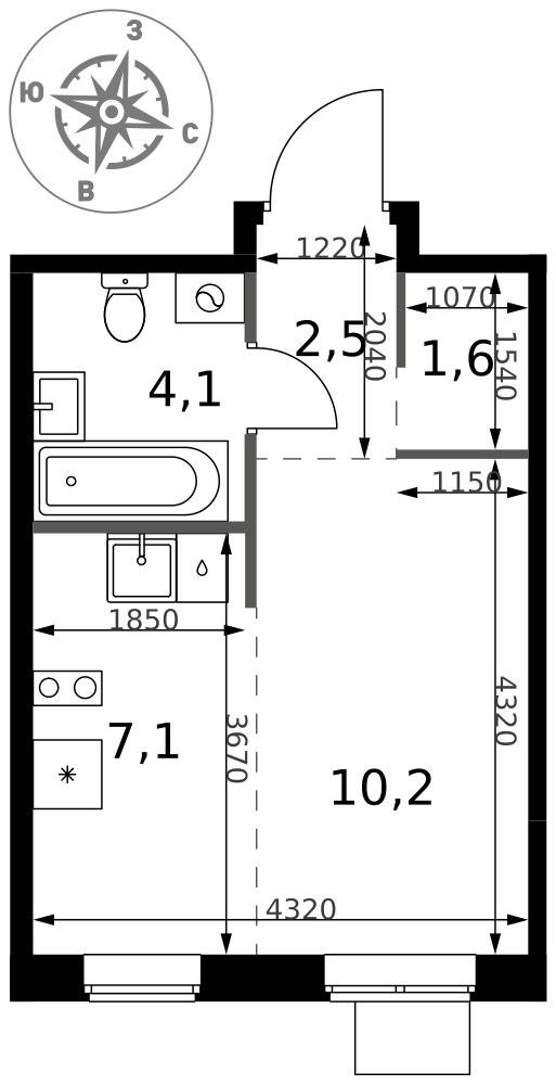 Планировка 25.5 м²