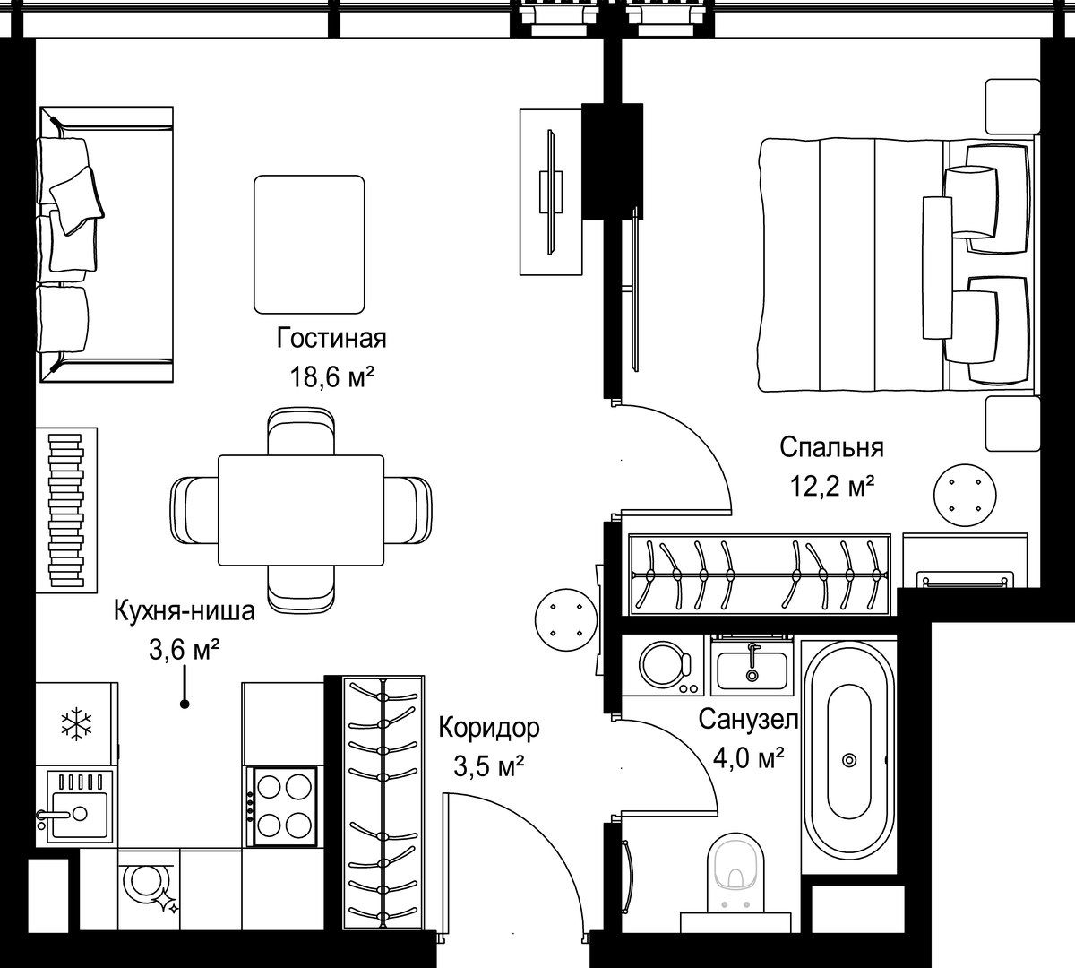 Планировка 41.9 м²