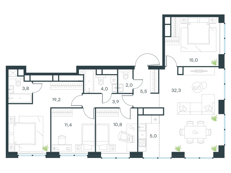 Планировка 112.9 м²