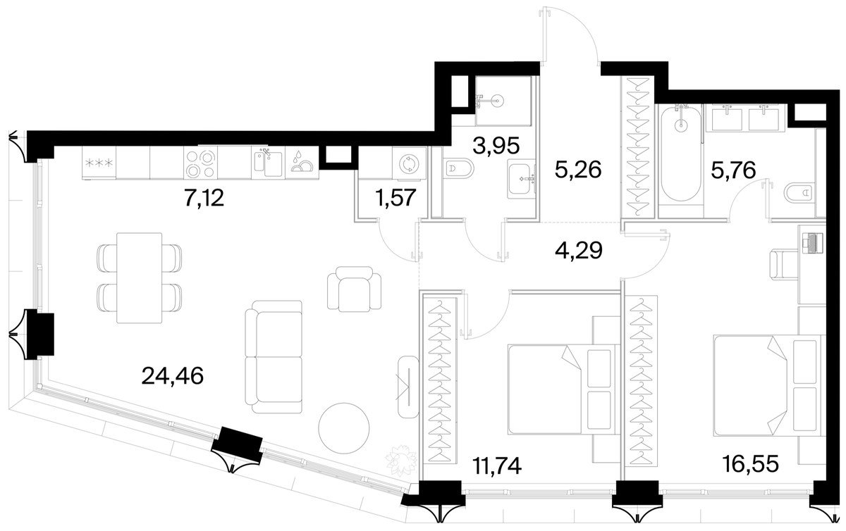 Планировка 80.7 м²