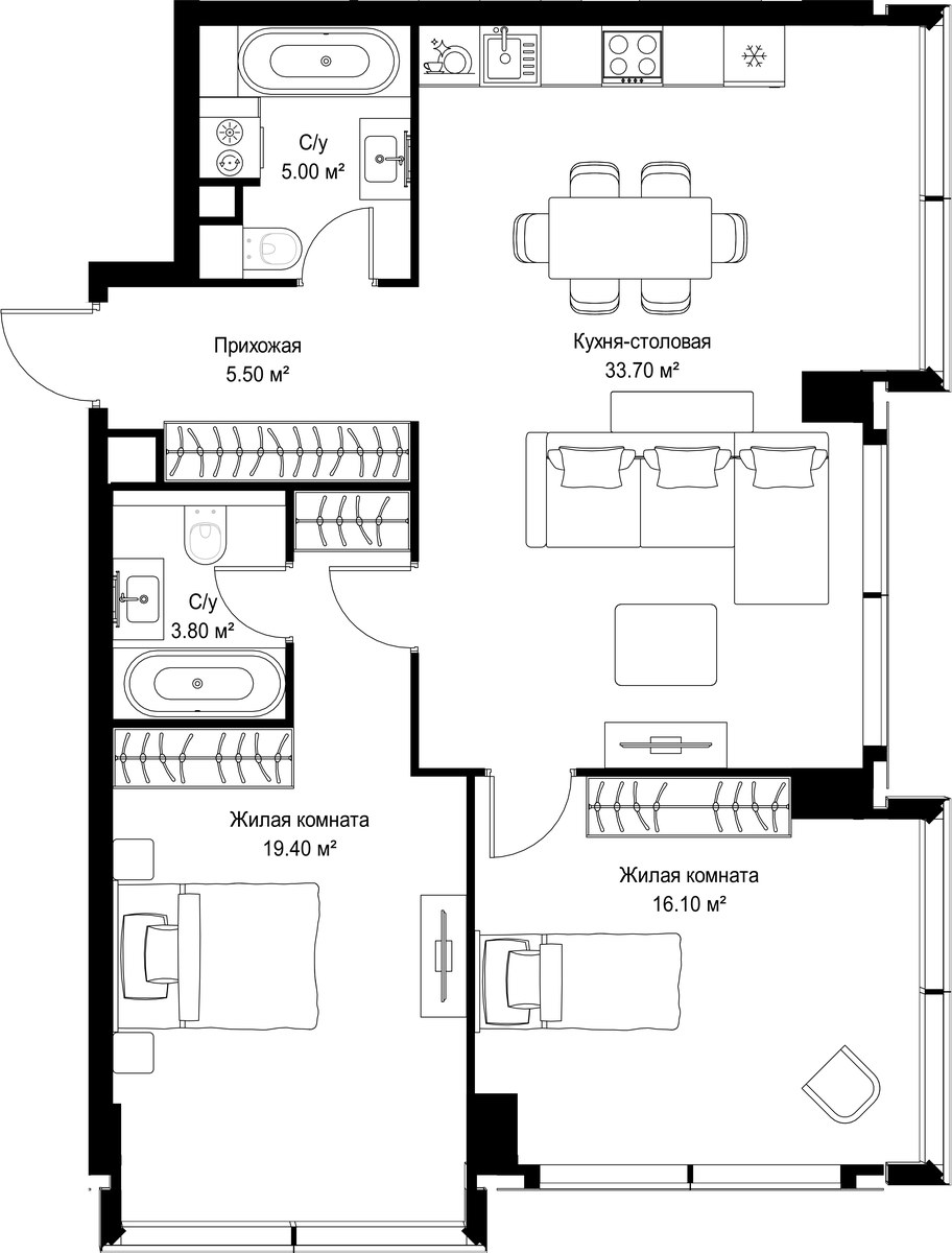 Планировка 83.5 м²