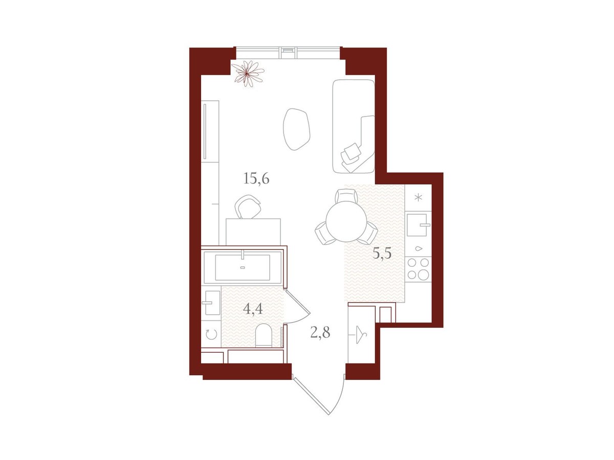 Планировка 28.3 м²
