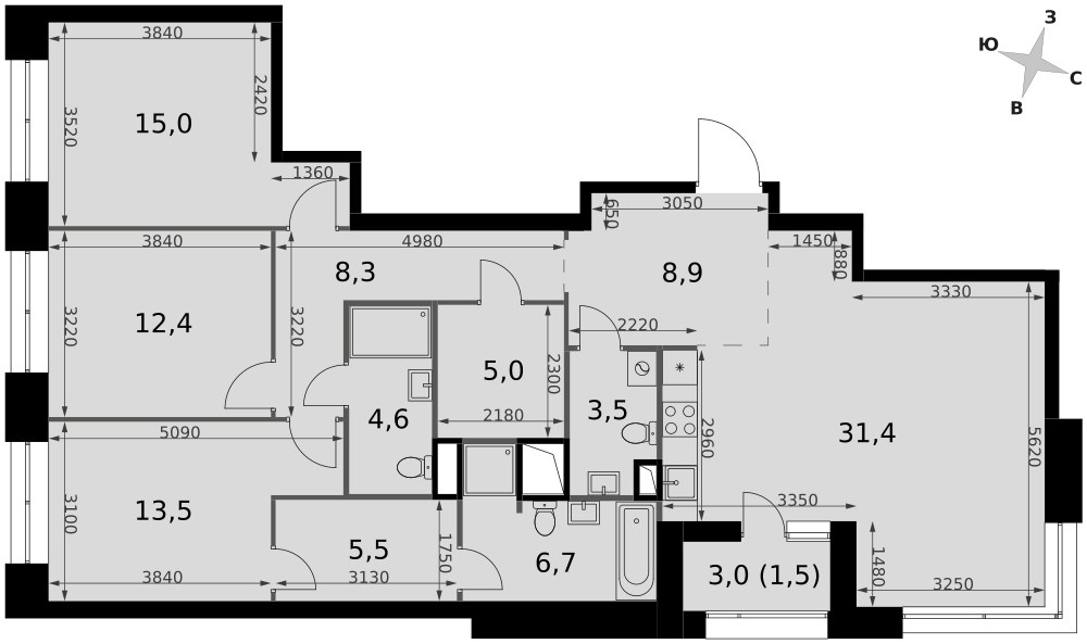 Планировка 116.3 м²