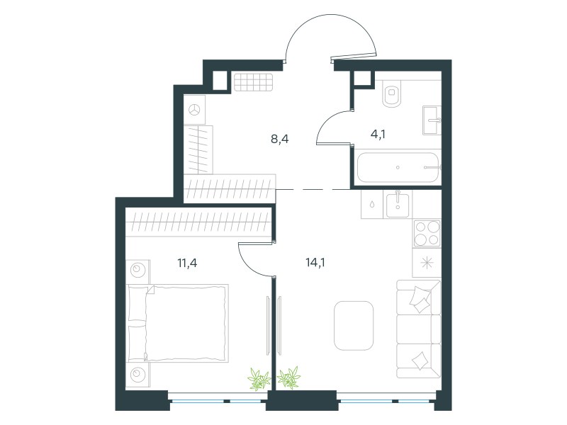 Планировка 38.1 м²
