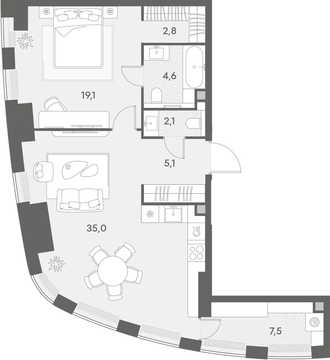 Планировка 76.2 м²