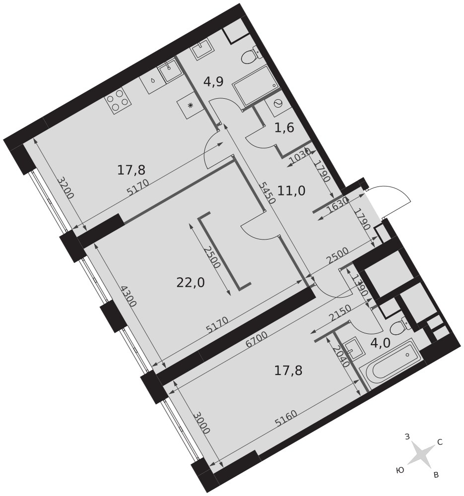 Планировка 79.1 м²