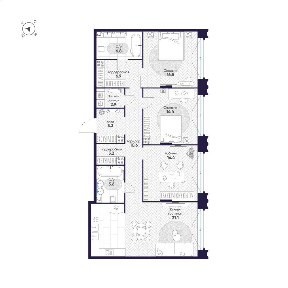 Планировка 121.7 м²