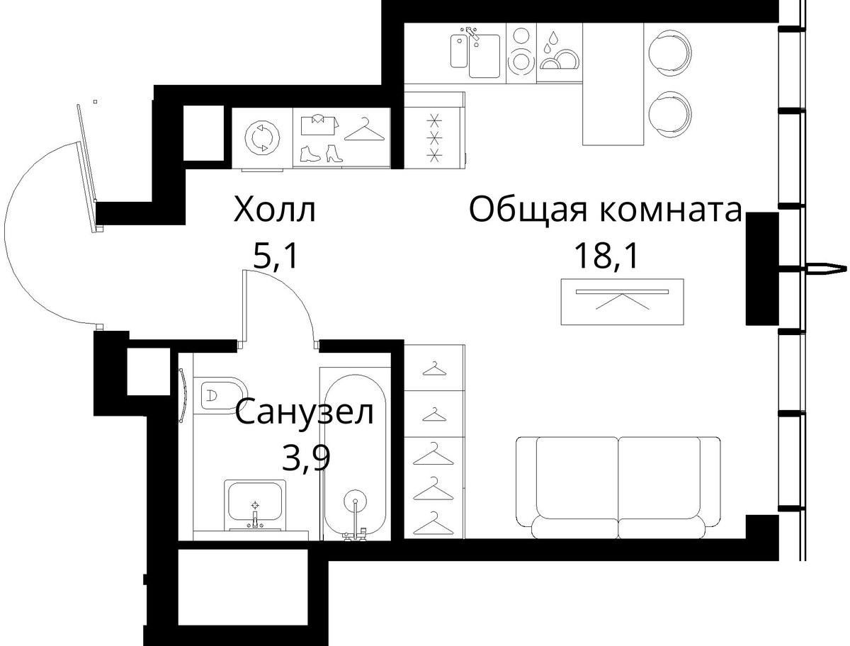 Планировка 27.1 м²