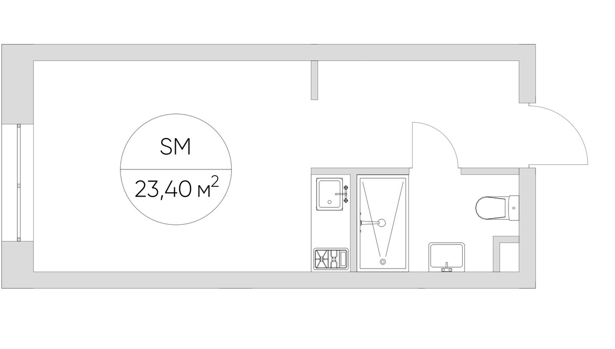 Планировка 23.4 м²